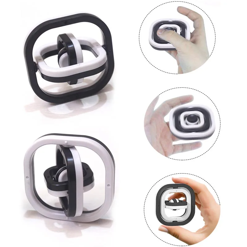 

3D Infinite Flip Top Creative Fingertip Top Decompression Toy Fidget Stress Relief Spinner Ring Desk Toys Cube Spinner Gyro