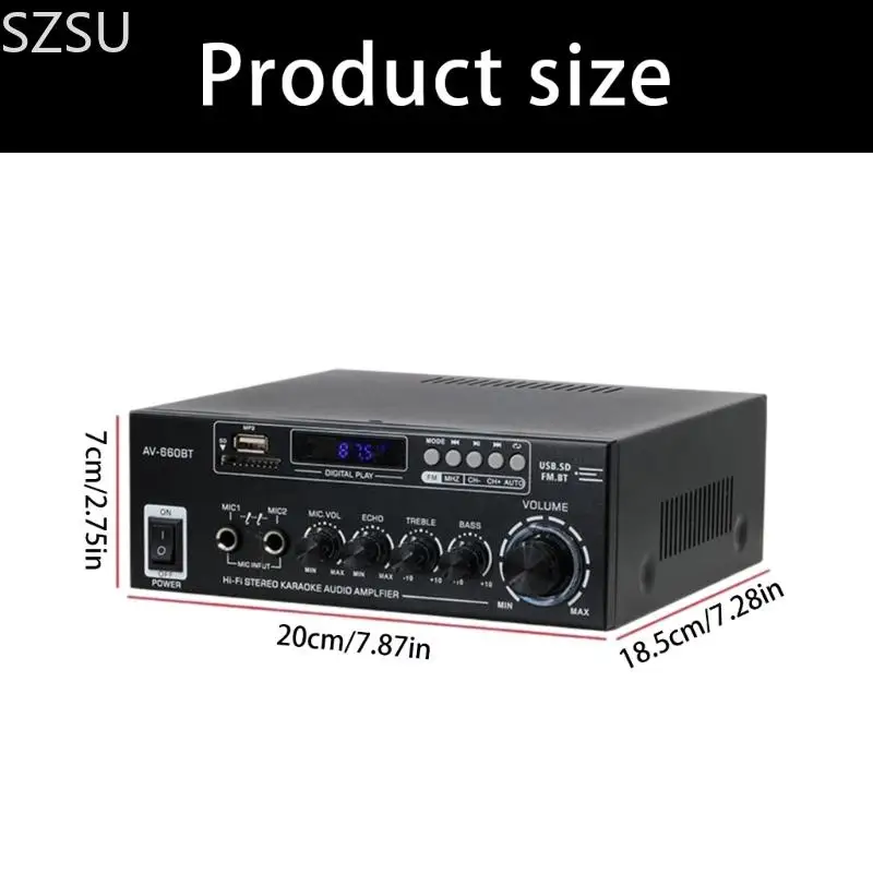 SZSU Миниатюрный 2,0-канальный музыкальный усилитель с USB-слотом для карты и портом для караоке-микрофонов для небольших (art.: 3920dbc38e1be) - 3920dbc38e1be