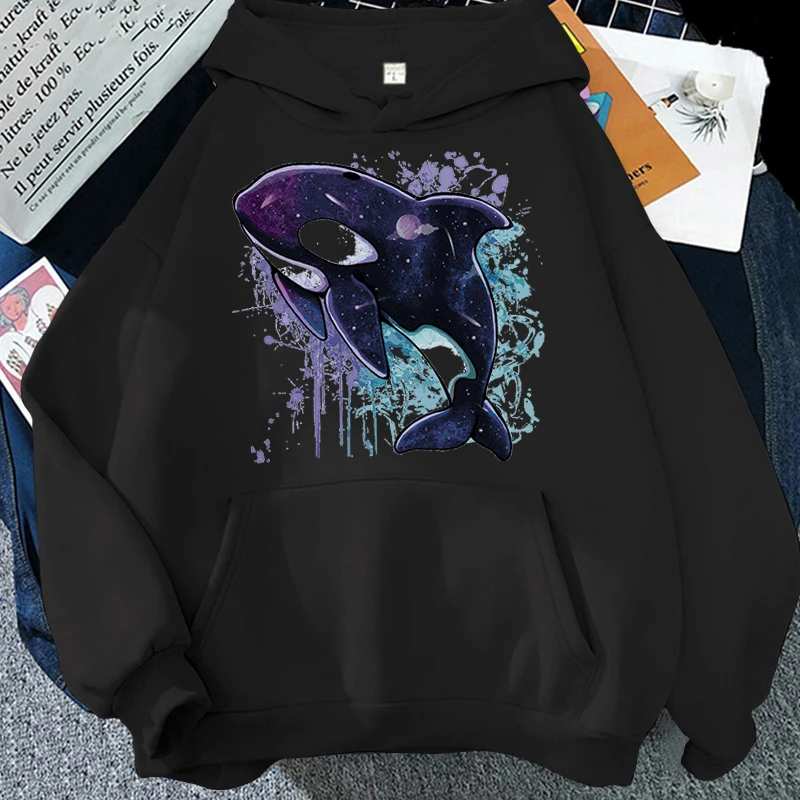 

Lovely Dolphin Cartoon Hoodies 2022 Fashion Autumn Pullover Clothes Sweatshirt Soft Warm Unisex Top Cute Dolphin Printed Hoody