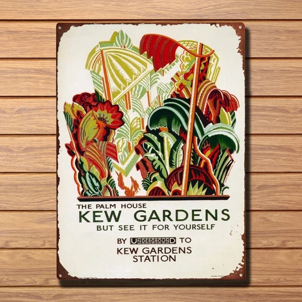 

Большой металлический Ретро-знак Kew Garden, потертый Шикарный ретро винтажный жестяной знак, бара, паба, домашний металлический постер, настенн...