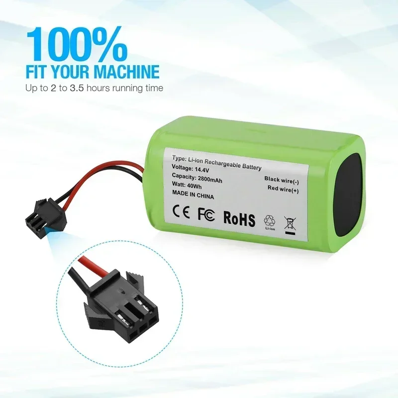 Литий-ионный аккумулятор 14 4 В 2800 мАч для Cecotec Conga Excellence 950 1092 Ecovacs Deebot DN621 601/605 Eufy RoboVac
