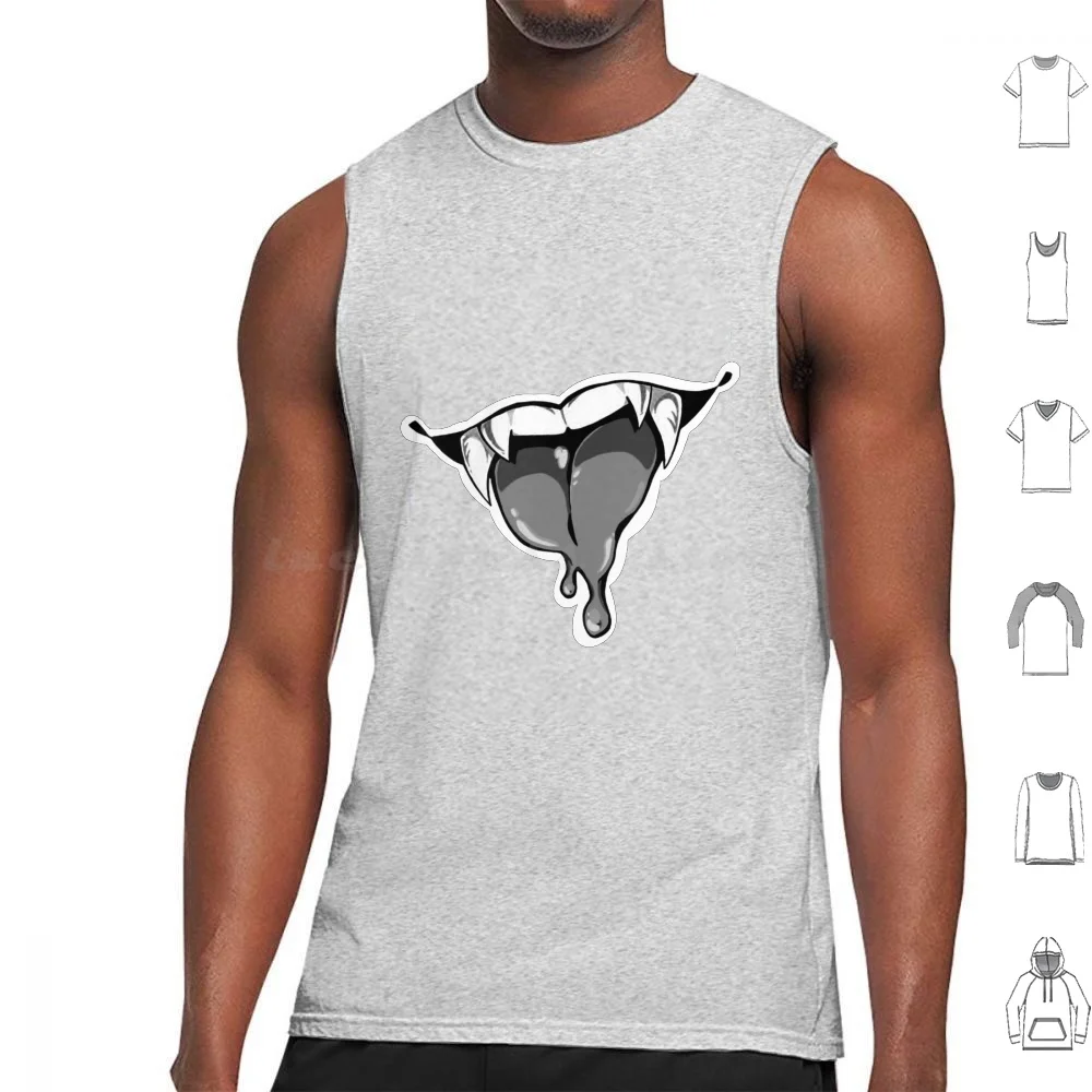 

Manga Mouth Tank Tops Vest Sleeveless Manga Anime Cross Eyed E Girl Egirl Mouth Fangs Dripping Sexy Tongue