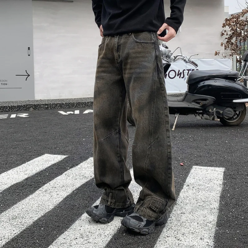 Высококачественная уличная одежда хипстерские мужские джинсы мачете свободные