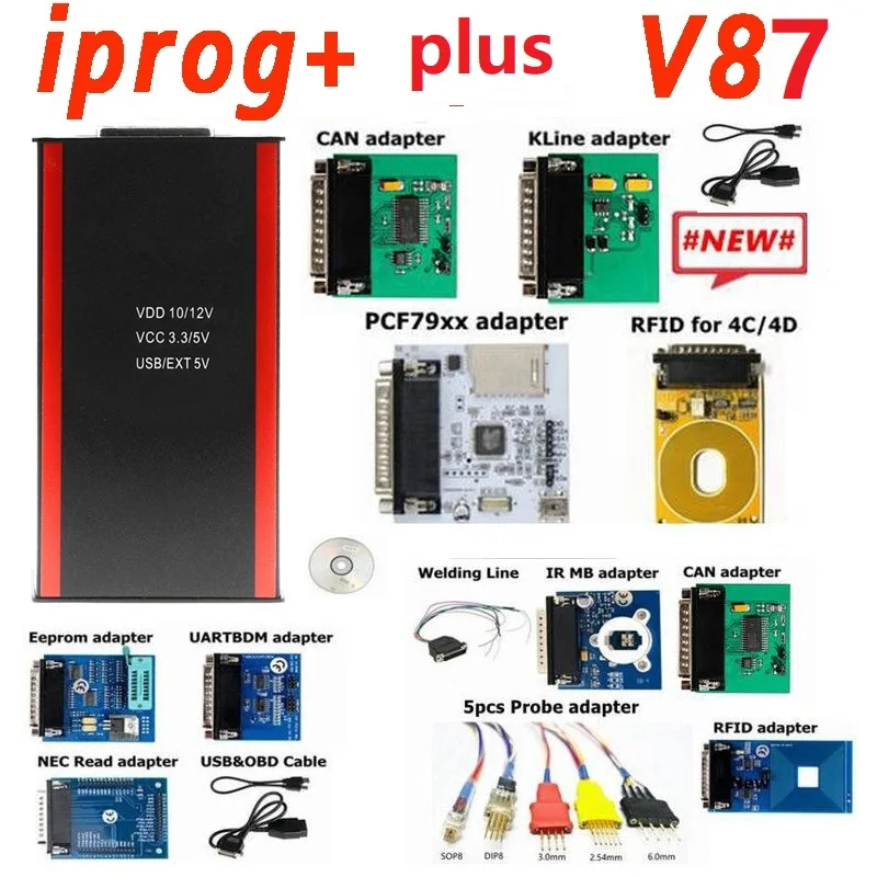 

V87 iprog+ plus Iprog Pro Programmer Support IMMO Mileage Airbag Rese till model 2019 iprog 11 adapters Replace Carprog ECU tool