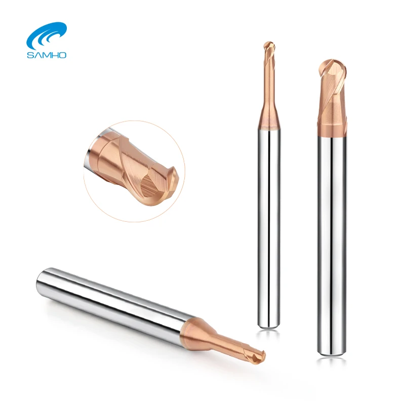 

SAMHO Ball Nose CNC Bits Milling Cutter Carbide Micro End Mill Ballnose Router Bits For Working Copper Materials