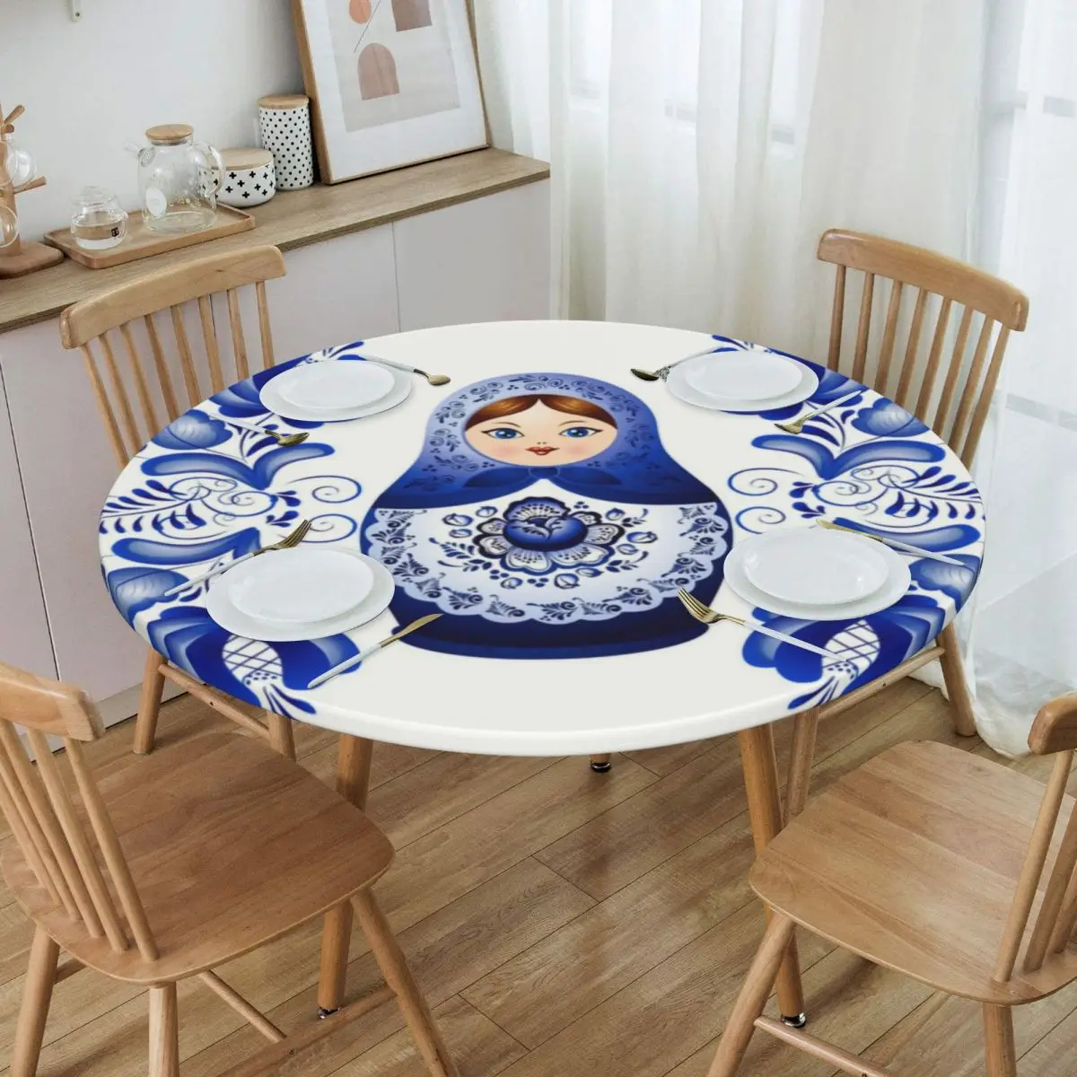 

Скатерть круглая, 45-50 дюймов, с эластичными краями