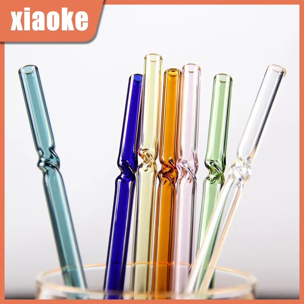 

Glass Straw Transparent Fruit Juice Milk Tea Beverage Stirring Rod High Borosilicate Curved Glass Straw Beverage Accessories