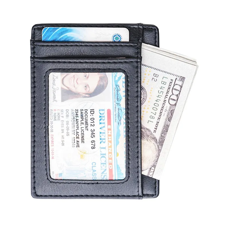 Супер тонкий кожаный кошелек с блокировкой RFID держатель для кредитных карт чехол