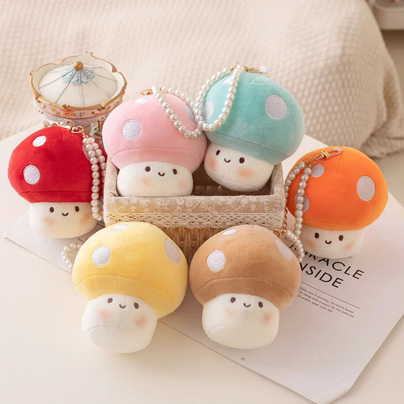 

New Cartoon Kawaii Colourful Mushroom Plush Toy Keychain Pendant Creative Ins Cute Mushroom Plush Backpack Pendant Birthday Gift