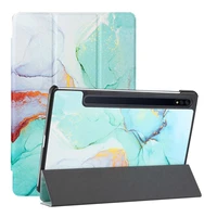 for samsung tab s7 plus fe case marble pattern magnet flip sleeve tablet stand holder shockproof shell protective cover