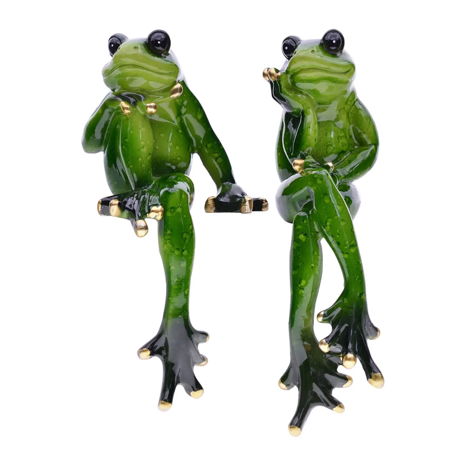 

2Pcs Resin Frog Figurine Animal Collection Sculpture Modern Craft Ornament Creative for Home Bookshelf Decoration