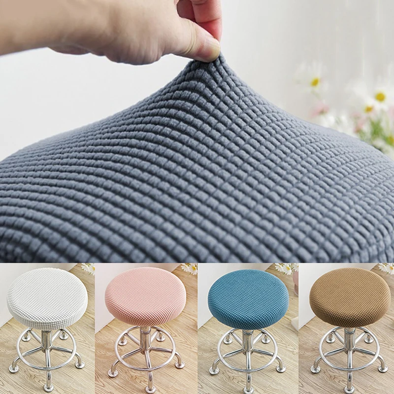 

Round Elastic Bar Stool Covers Round Chair Cover Anti-Dirty Seat Covers Home Chair Protector Barstool Stretch Chair Slipcover