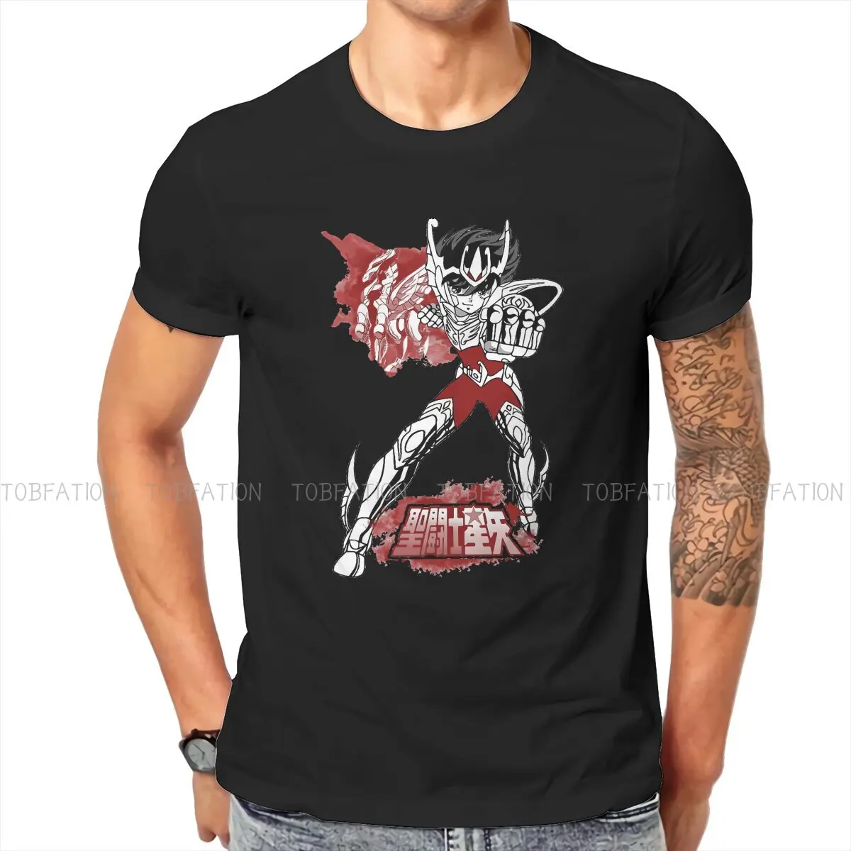 

Saint Seiya Knights of the Zodiac Cosmo Athena Anime Pure Cotton TShirt Pegasus Basic T Shirt Homme Men Clothes Ofertas Trendy