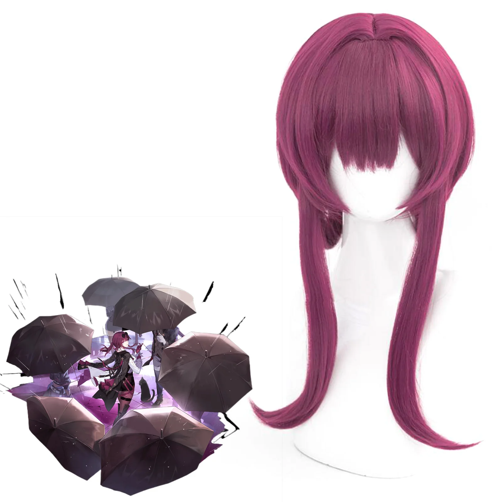 

Kafka Cosplay Wig Honkai Star Rail Game 50Cm Heat Resistant Synthetic Rose Purple Wigs Cosplay Everyday Halloween Party