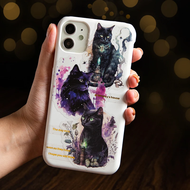 

20Pcs/Pack Black Cat Theme PET Stickers Personalized Phone Laptop Accessories Decoration Notebooks DIY Diary For School Office