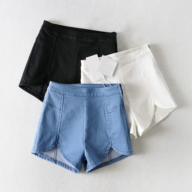 2021 Summer Korean Style Denim Shorts High Waist Elastic Hip Bag Thin Slim Hot Shorts Summer Streetwear Jeans Offlice Lady 2021
