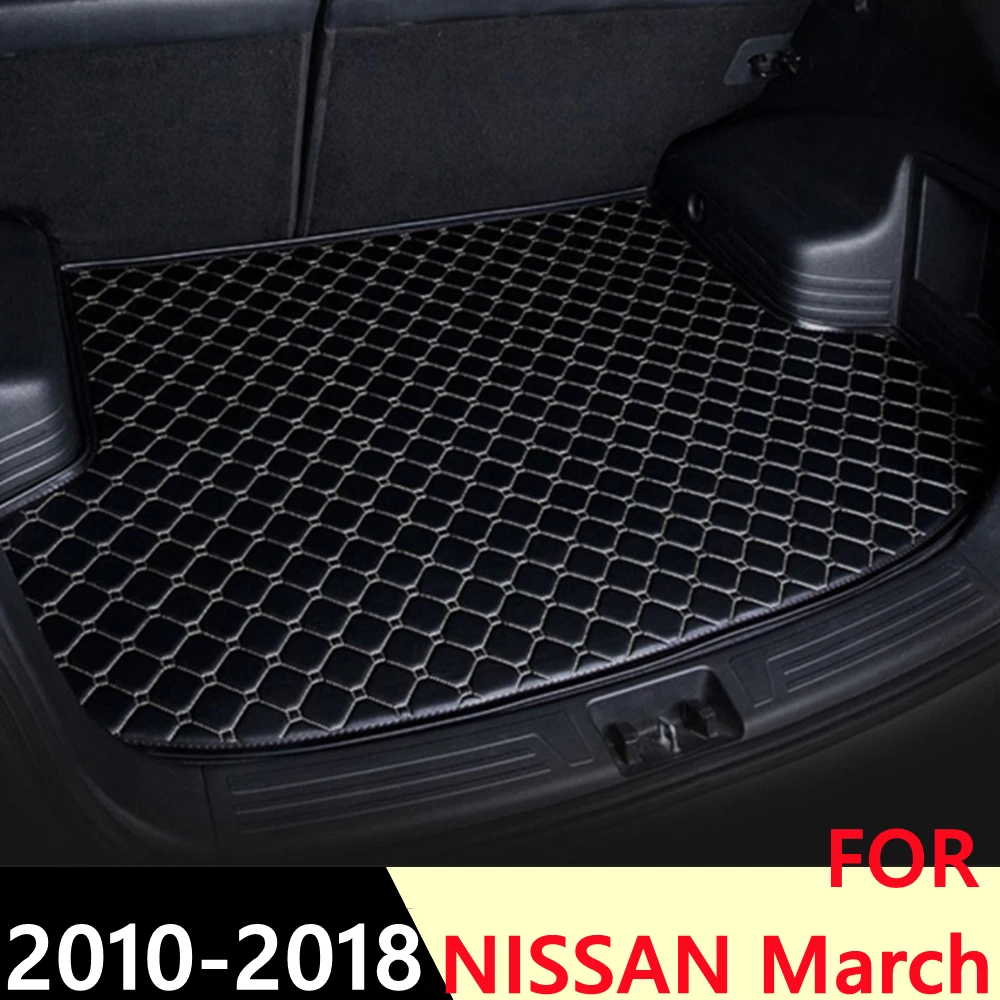 

Коврик для багажника автомобиля для NISSAN March 2010 2011-2018, плоский боковой водонепроницаемый задний грузовой коврик, коврик, автомобильные аксес...