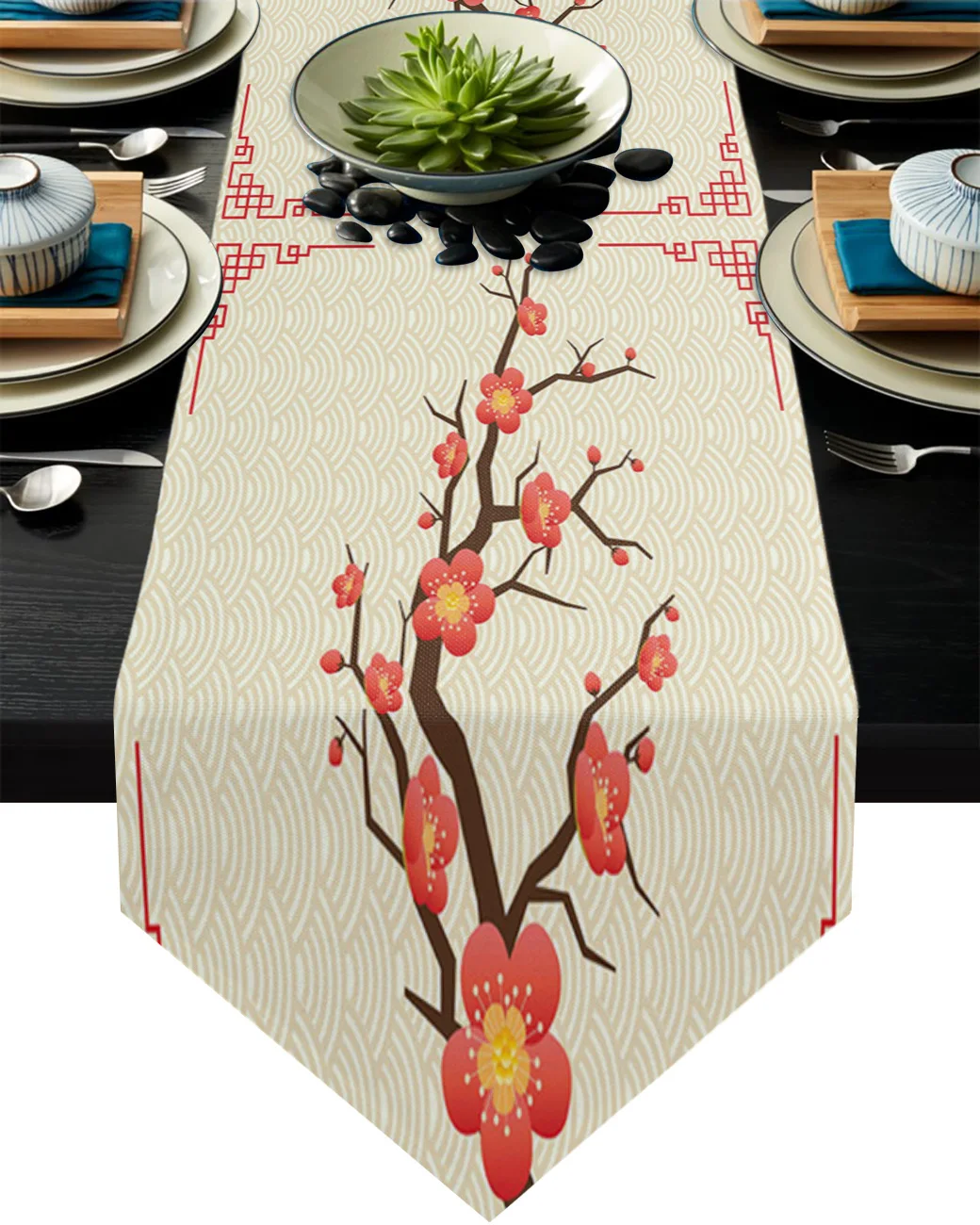 

Chinese Style Plum Blossom Table Runner Kitchen Dinning Table Decor Wedding Table Decor Tablecloth and Placemats