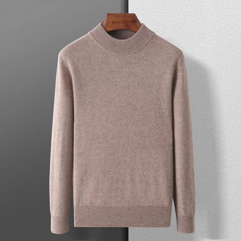 Новый мужской свитер из 100% козьего кашемира с воротником-стойкой пуловеры