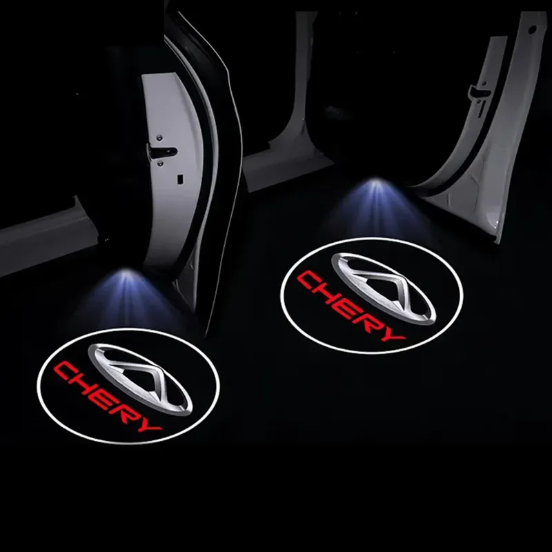 

Двери автомобиля, приветственные теневые огни, светодиодные для Chery TIGGO 4 5 7 Pro QQ KIMO INDIS JAGGI, проектор, призрачная атмосфера, логотип, декоративная лампа