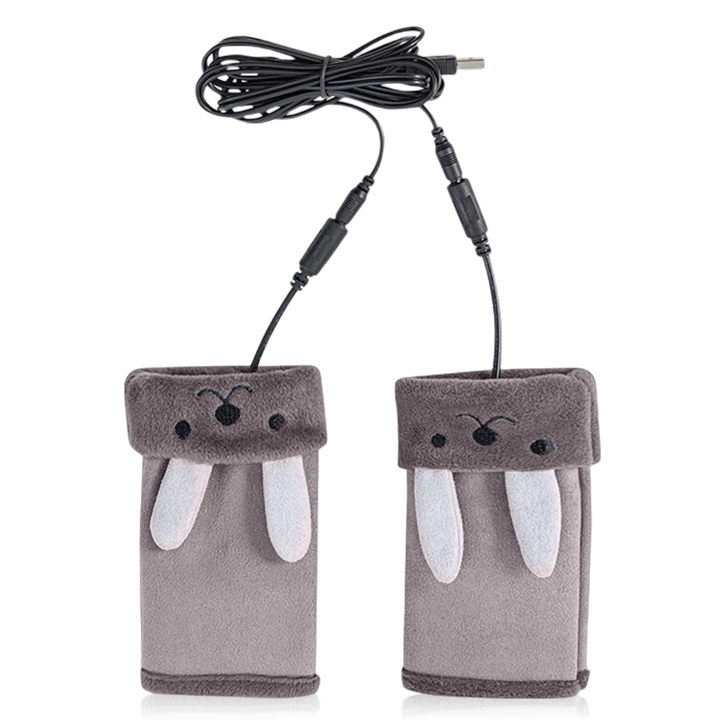 

1 Pair Fingerless Heated Gloves Camping Hiking Warm Knitted Mittens USB Outdoor Thermal Insulated Glove Wine Red