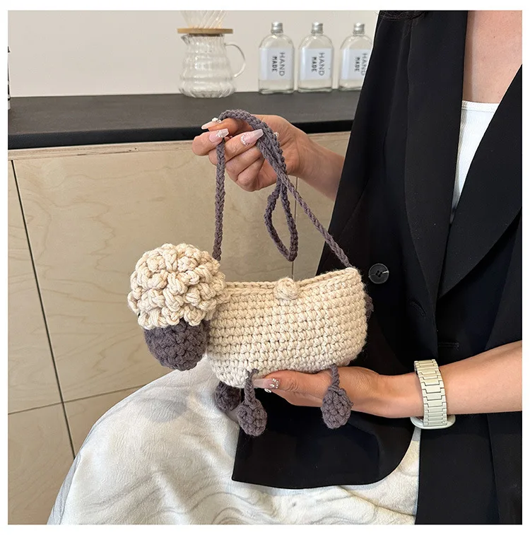 2024 Новинка! Сумка на плечо ручной работы в стиле овечки Shaun. Тканый. Одно