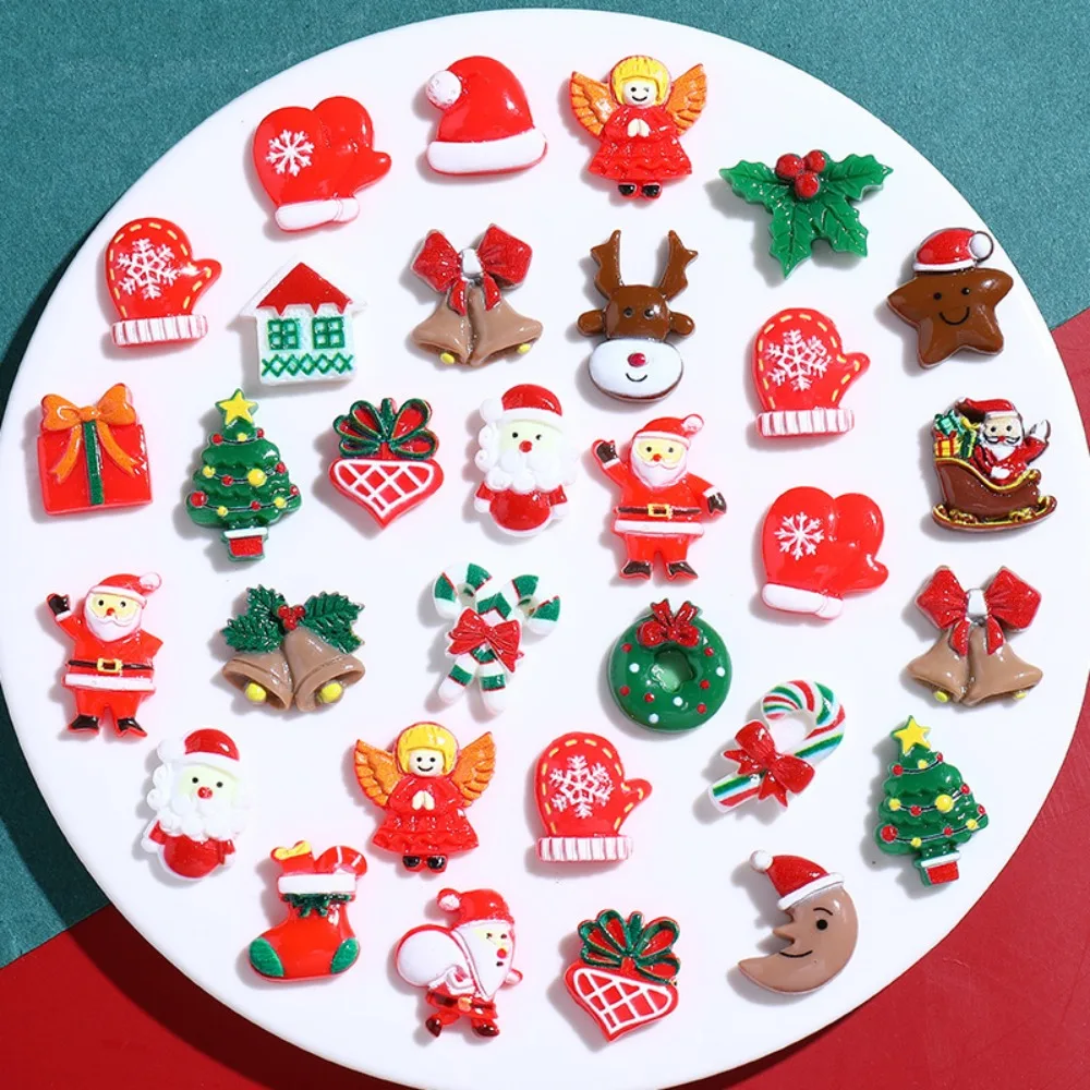 

Cartoon Flatback Mirror For DIY Hairpin Making Christmas Patches New Year Ornament DIY Art Material Home Embellishments