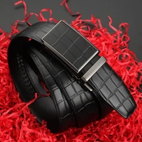 men casual belt black leather belt mens classic auto buckle business suit belt crocodile pattern fashion design