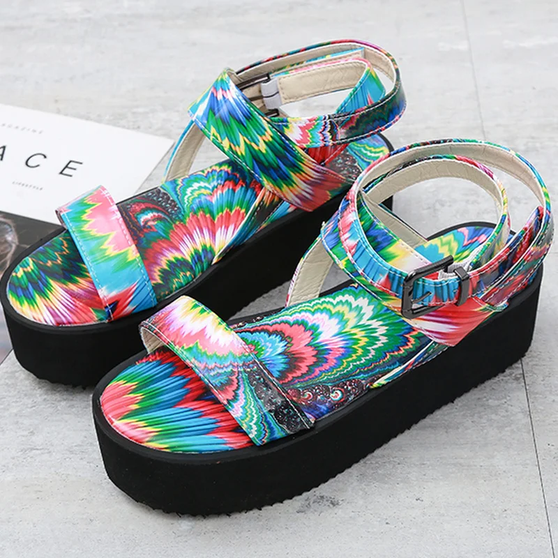 

Fashion Platform Women's Sandals Sandals Ethnic Style Buttons Shoes Summer Open Toe Beach Casual Shoes Brand Designer Sandals