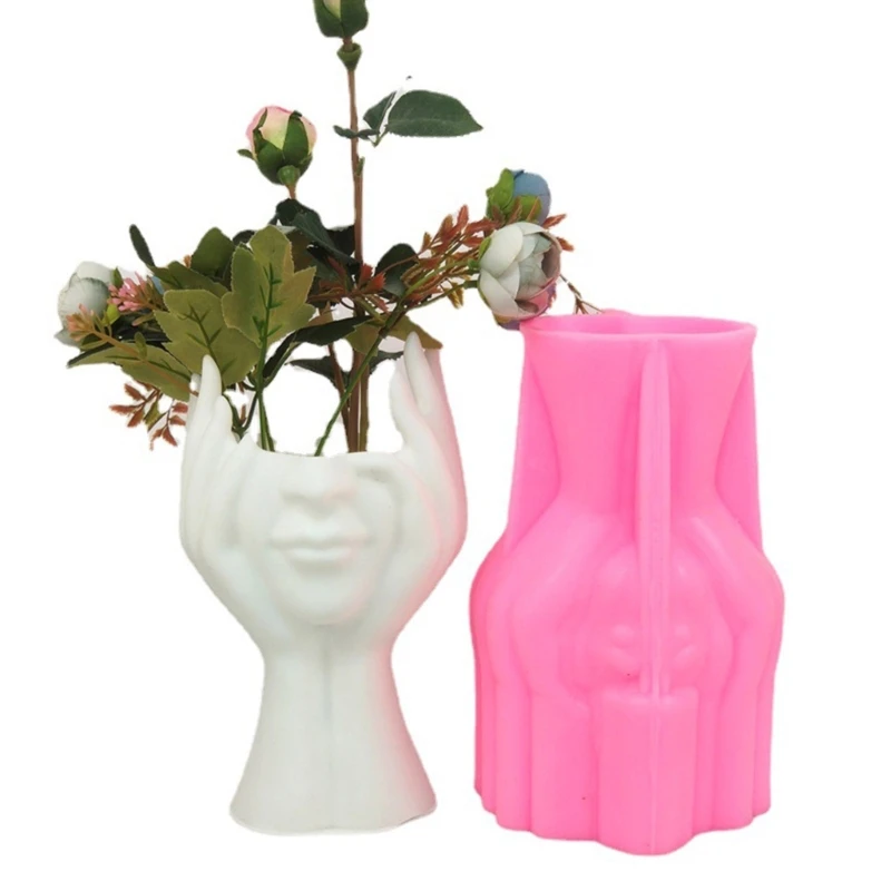 

Flower Pot Concrete Mold Girls Face Silicone Mold DIY Succulent Planter Mold