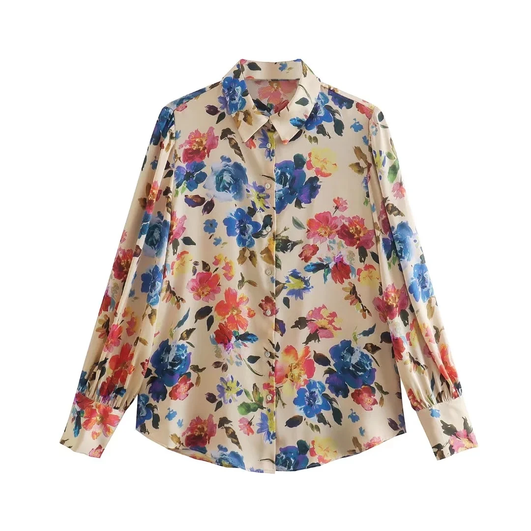 

XITIMEAO Women Fashion Flowing Floral Print Shirts Vintage Long Sleeve Button-up Female Blouses Blusas Chic Tops