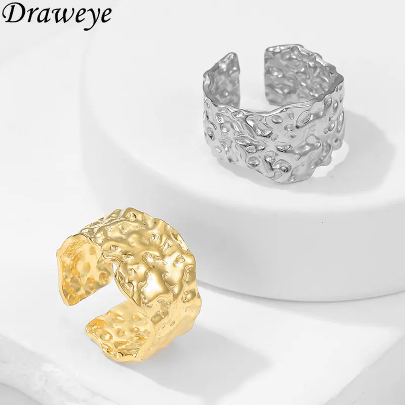 

Draweye Irregular Jewelry for Women Silver Gold Color Hiphop Metal Cuff Rings Forefinger Punk Style Vintage Anillos Mujer