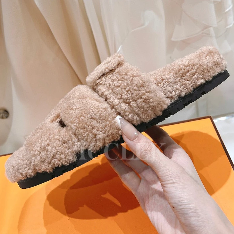 

Women Slippers 2023 Winter New Full Of Design Sense Thick Bottom Warm Slippers Soft Comfortable Open Toe Female Sandals