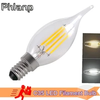 phlanp e14 led filament bulb edison retro candle light 2w4w6w warmcold white ac220 240v 360 degree c35 chandelier lamp