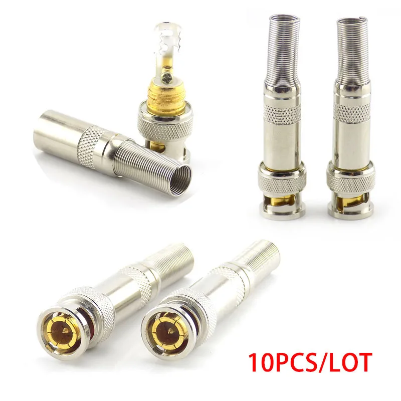 

10pcs BNC Male Connector to adapter plug Twist-on Coaxial RG59 Cable cctv accessories for video Camera Security System H10 C4