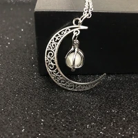 classic holloween moon luminous gem stone pendant necklaces for women men trendy moon pendant necklace fashion jewelry gifts