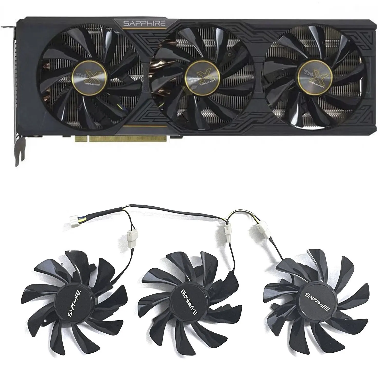 3 шт. 85 мм T129215BU T129215SU DC 12 В 0.5A 4PIN для Sapphire Radeon R9 FURY 4 Гб HBM Tri-X OC охлаждающий вентилятор для графической карты