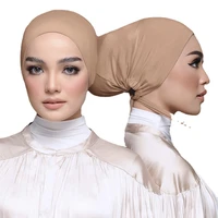 elastic inner hijab cap with back tie rope solid islam womens bonnet modal jersey turbanet plain muslim turban hejab underscar