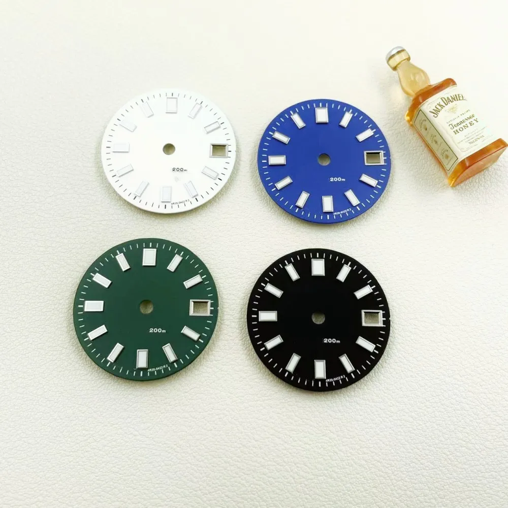 NH34 dial diameter 28.5mm change four-pin watch literal green luminous diving surface disc accessories