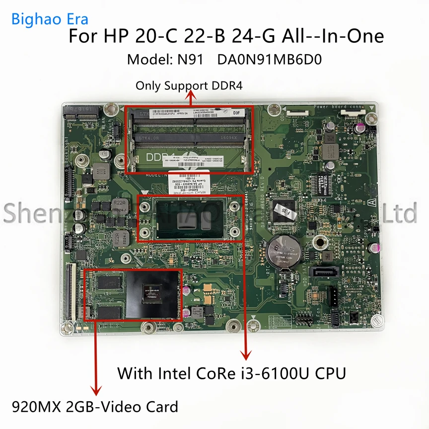 DA0N91MB6D0 для HP 22-B 20-C 24-G материнская плата Все в одном с процессором Intel i3/i5 920MX 2 Гб GPU