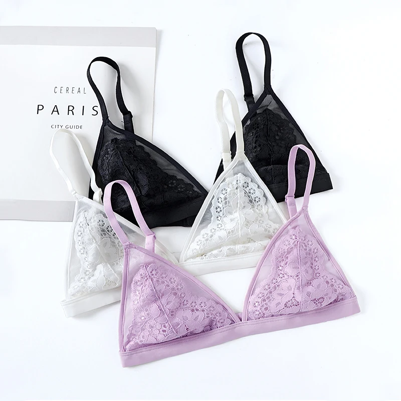 

New Bras Women Lace Bralette Bra Ladies Thin Lace Bra Sexy Floral Translucent Bralet Underwear Wireless Seamless Lingerie