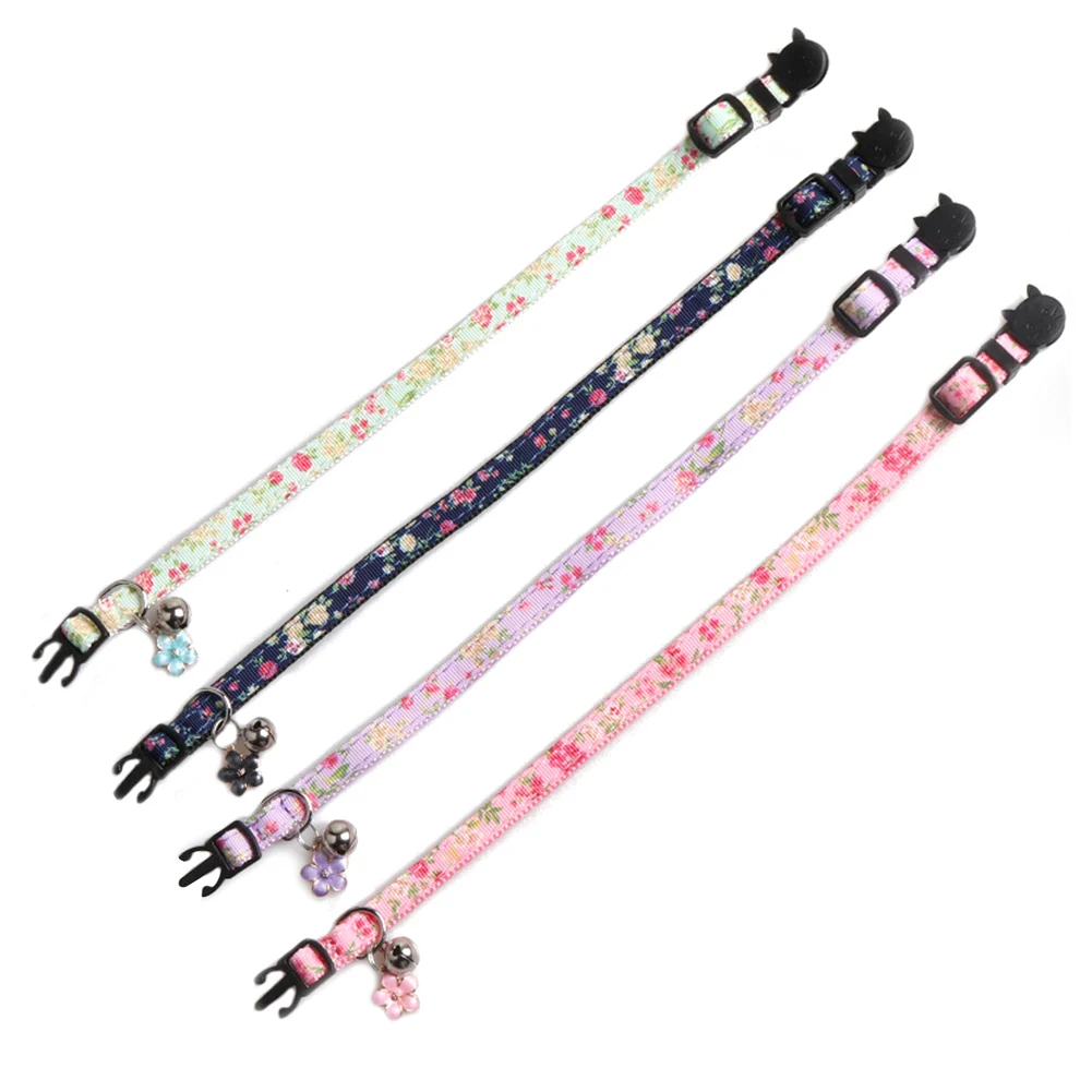 

4 шт., воротник для кошек с цветочным принтом