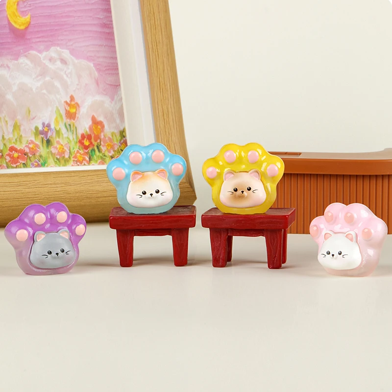 Милая Мини светящаяся кошачья лапа украшения мультяшный котенок микро