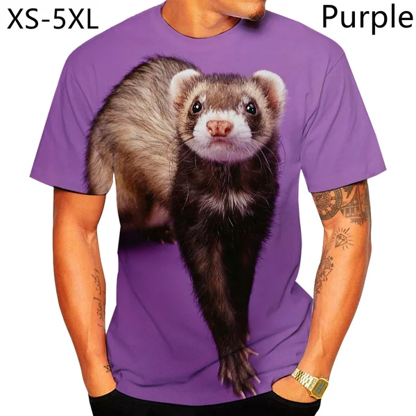 

2022 New Ferret Animal Harajuku Unisex 3D Clothes T-shirt Cute Streetwear T-Shirts XS-5XL