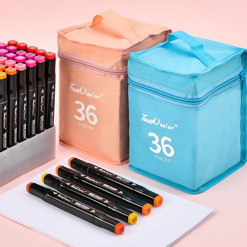 Touch Marker Pen Storage Bag Girl Heart Color Stationery Pencil Bag Universal Genuine 30/40/48/60/80 Grid with Base