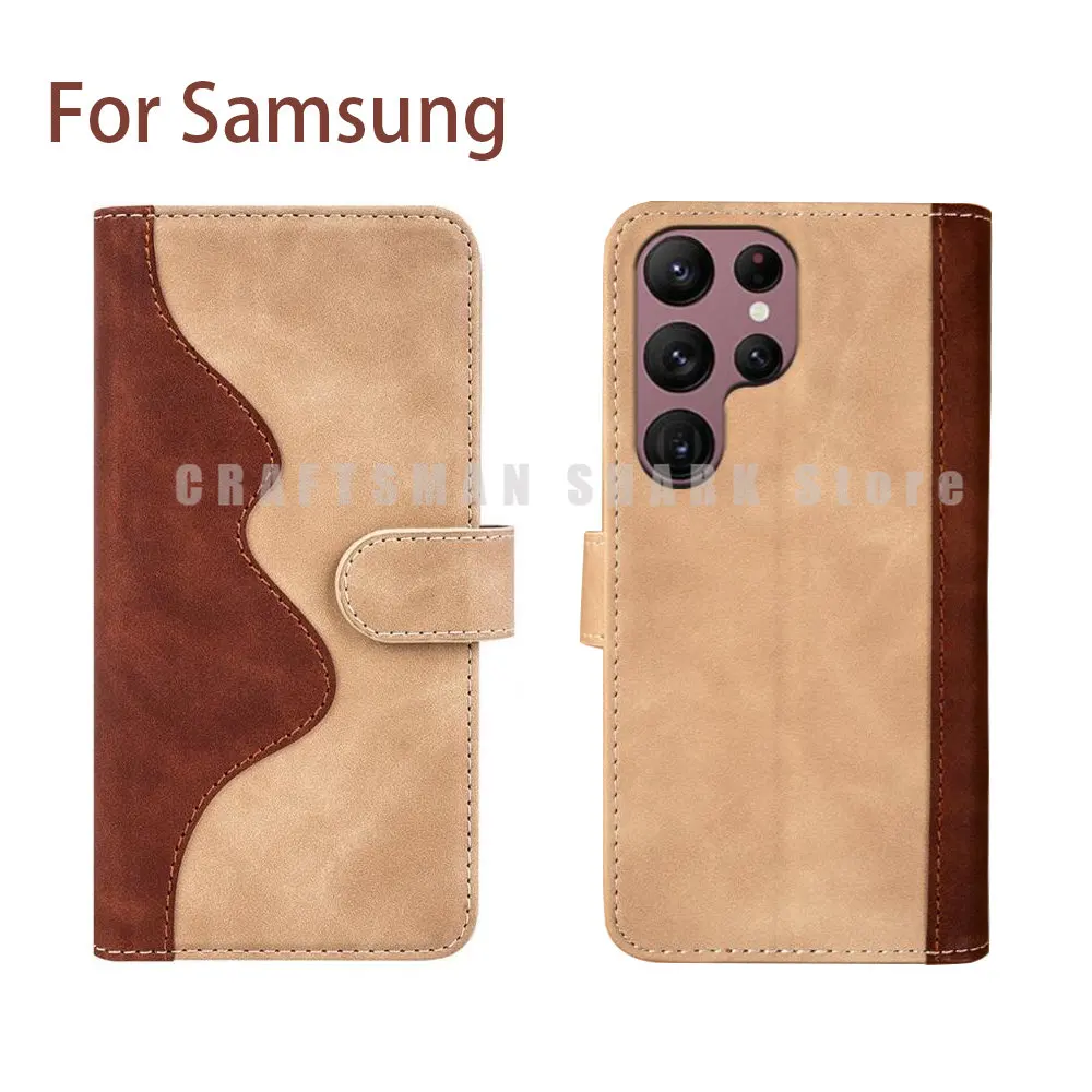 

Leather Flip Stand Business Phone Case For Samsung S22 S21 Plus Ultra A22 A52 A72 A13 A53 A32 4G 5G PU Flip Phone Case