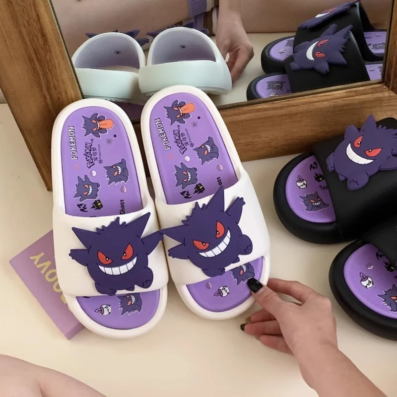 Фото Периферийные тапочки в стиле аниме Pokemon Gengar для мужчин и женщин, модные и крутые инфракрасные противоскользящие тапочки для пары из Евы в Интернете, подарок №2