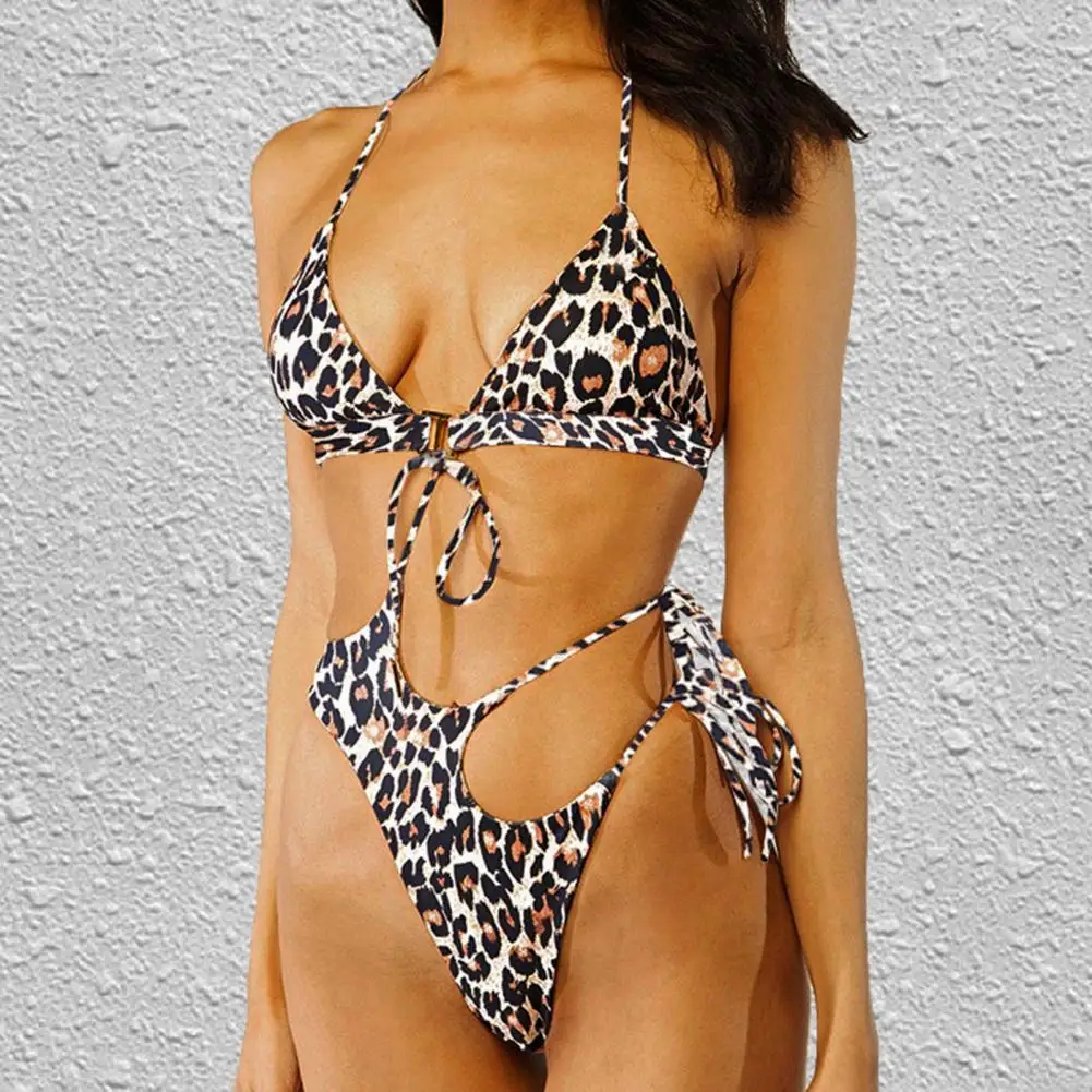 

Swimsuit One Piece Bikini with Chest Pad Sexy Women Hollow Bodysuits Monokini High Cut Bathing Suit Extreme Bathers