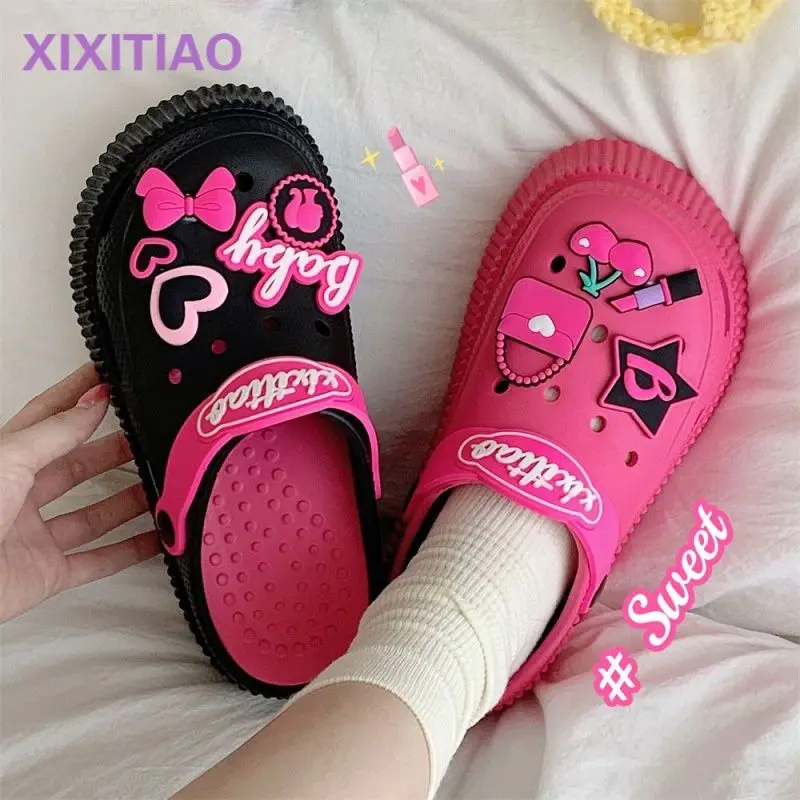 

Summer Barbie Clogs for Girls Kawaii Accessory Model Beach Sandals Soft Personality Creative Female Sneakers All Match Shoes