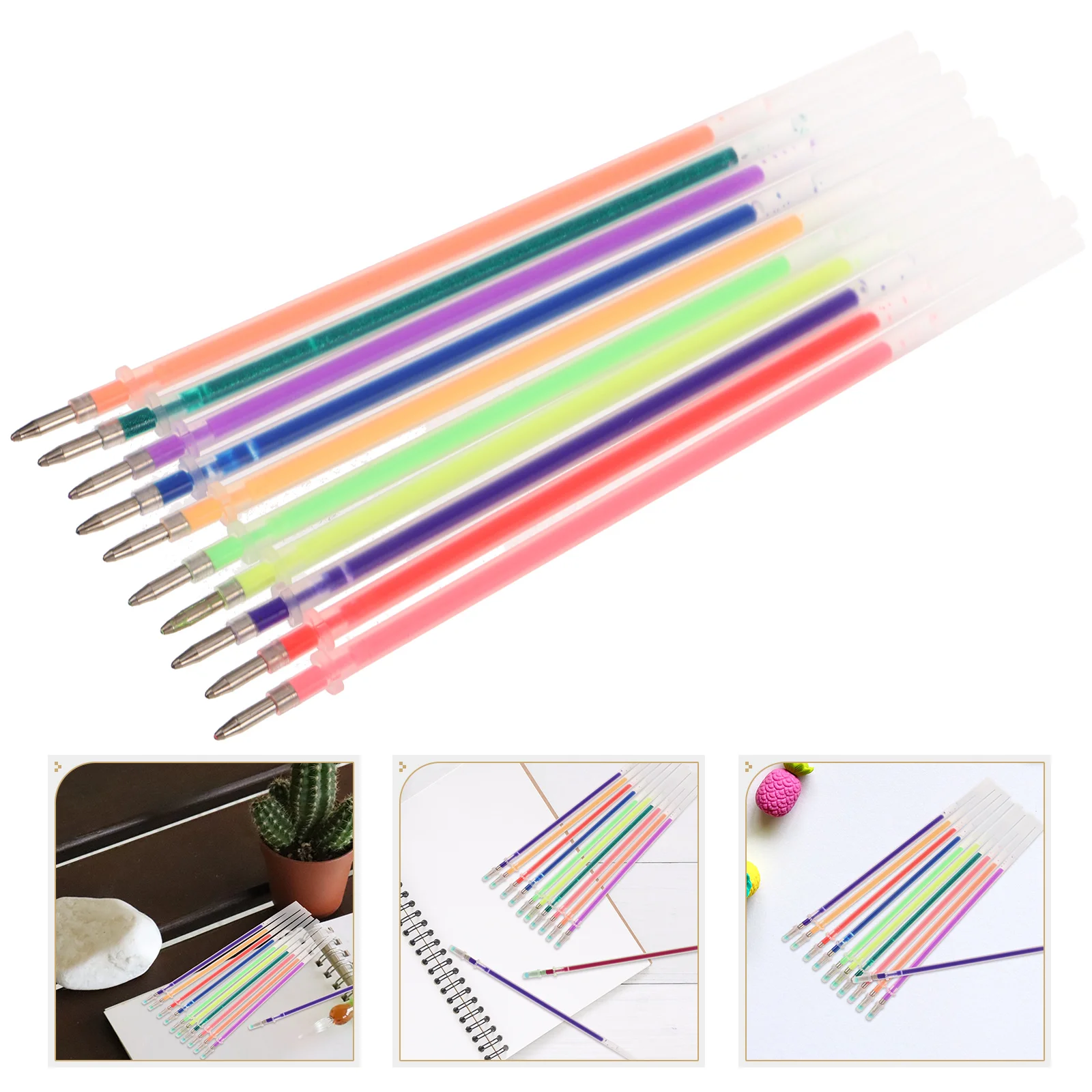 

100 Pcs Gel Pen Refillable Ink Sparkle Pens Fountain Refills Decorative Plastic